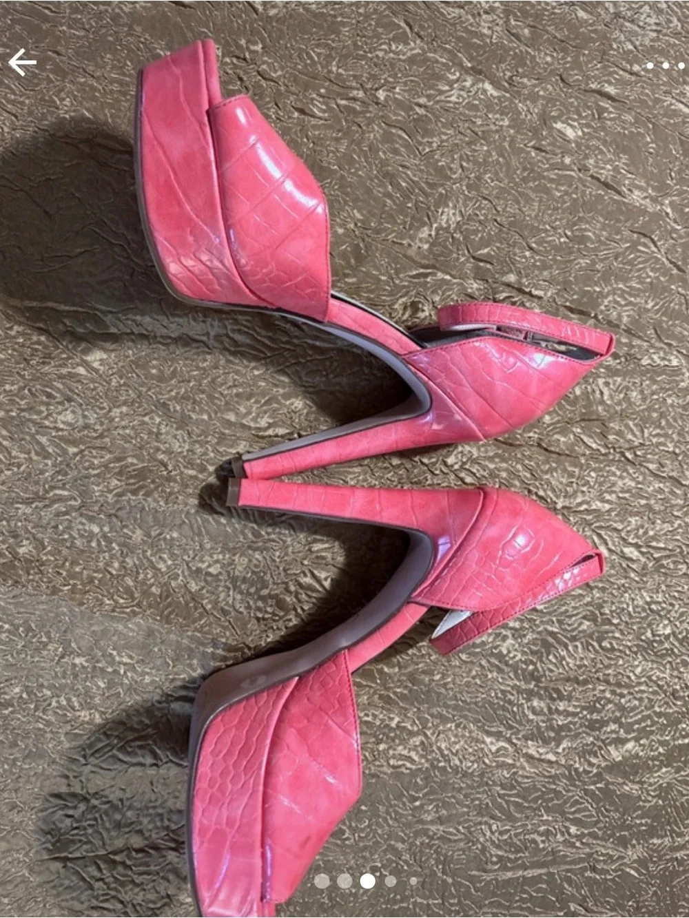 Jessica Simpson Pink Croc-Embossed Platform Peep-Toe Heels